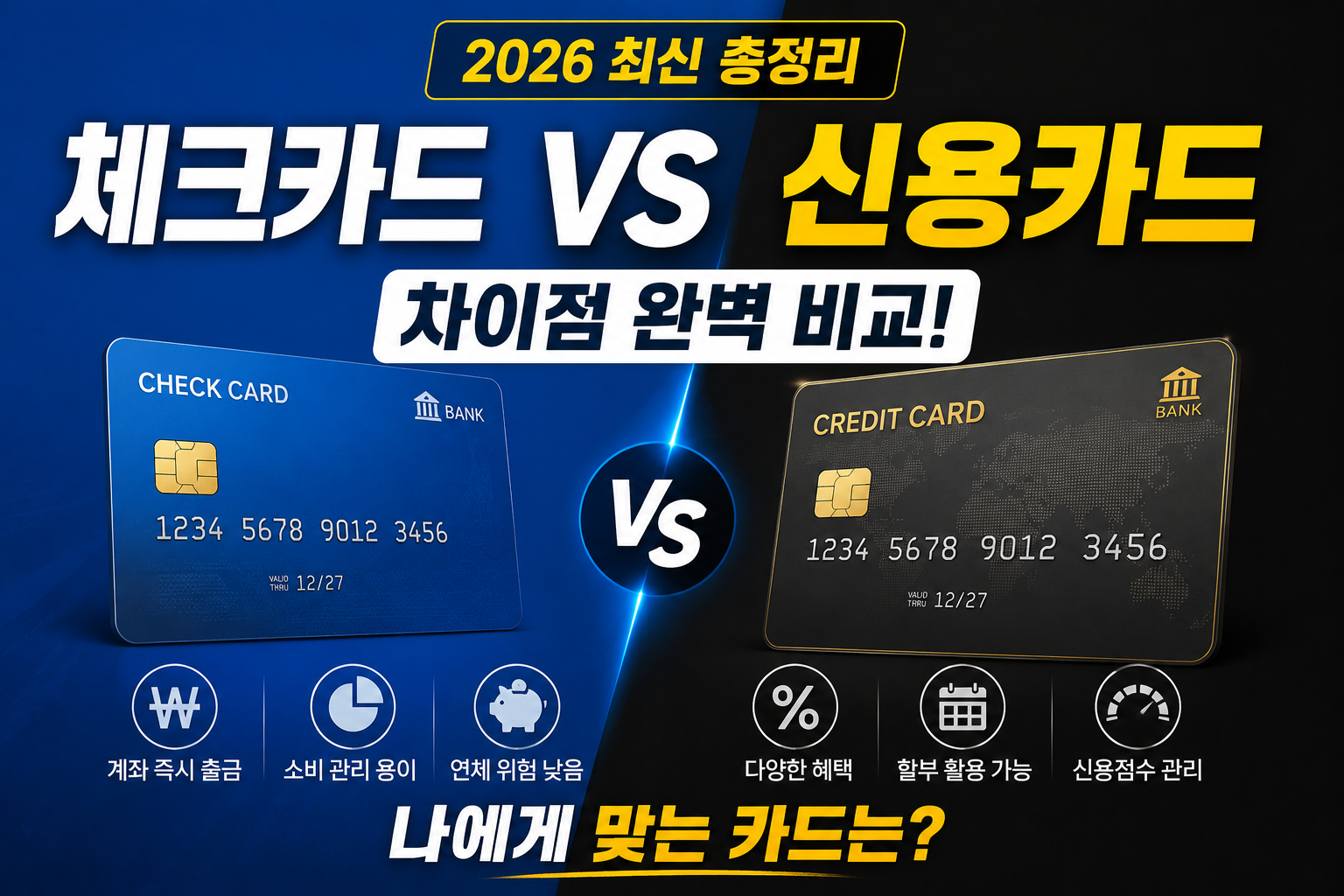 체크카드와 신용카드 차이점 총정리 (2026 최신)