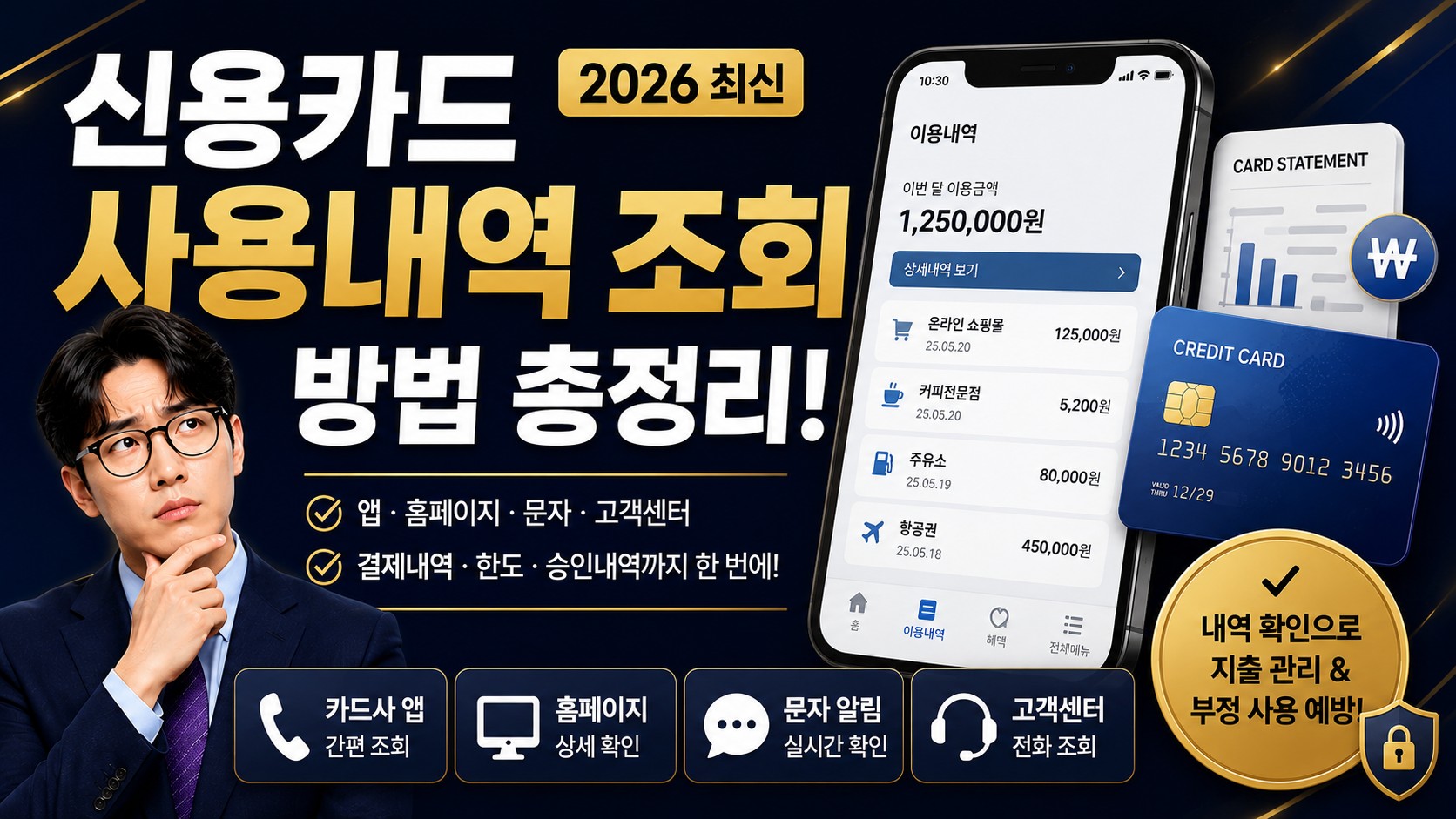 신용카드 사용내역 조회 방법 총정리 (2026 최신)